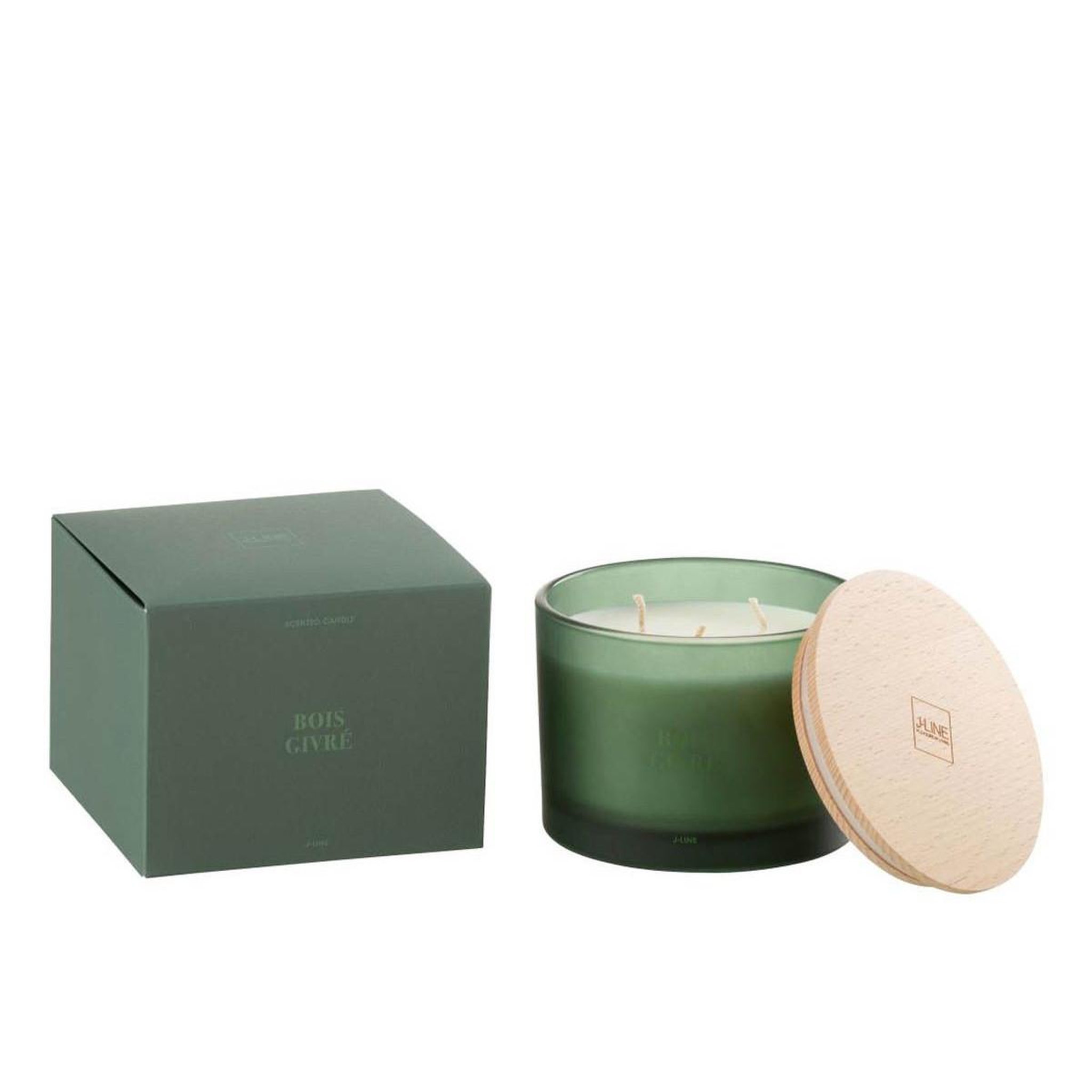 Voir la diapositive 3 : J-LINE Bougie parfumée  accords essentiels  10cm bois givré