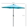 OUTSUNNY Parasol lumineux octogonal inclinable dim. 2,66L x 2,66l x 2,45H m parasol LED solaire métal polyester haute densité bleu turquoise
