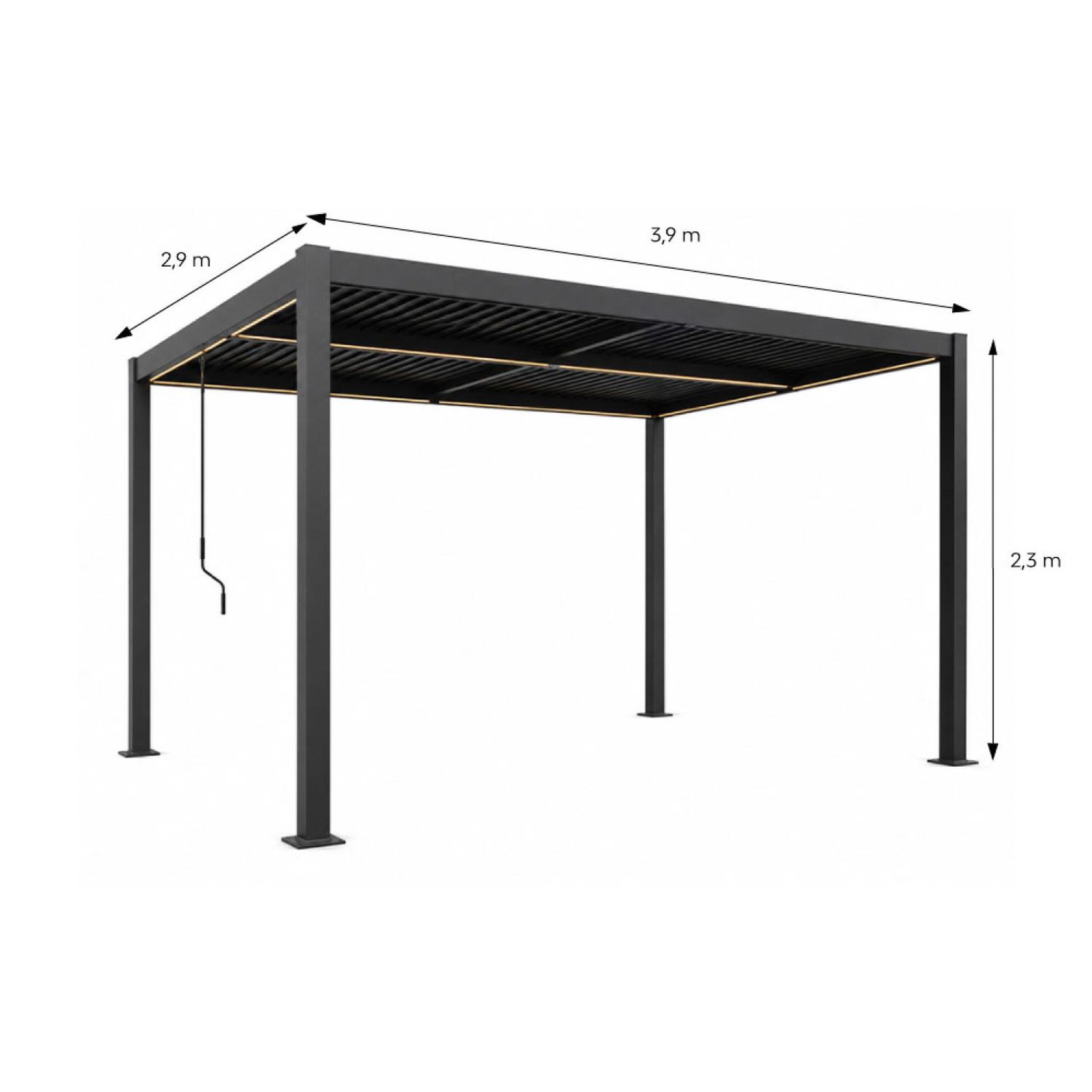 Voir la diapositive 3 : CONCEPT USINE Pergola bioclimatique à led 4x3m structure aluminium lames orientables corfu