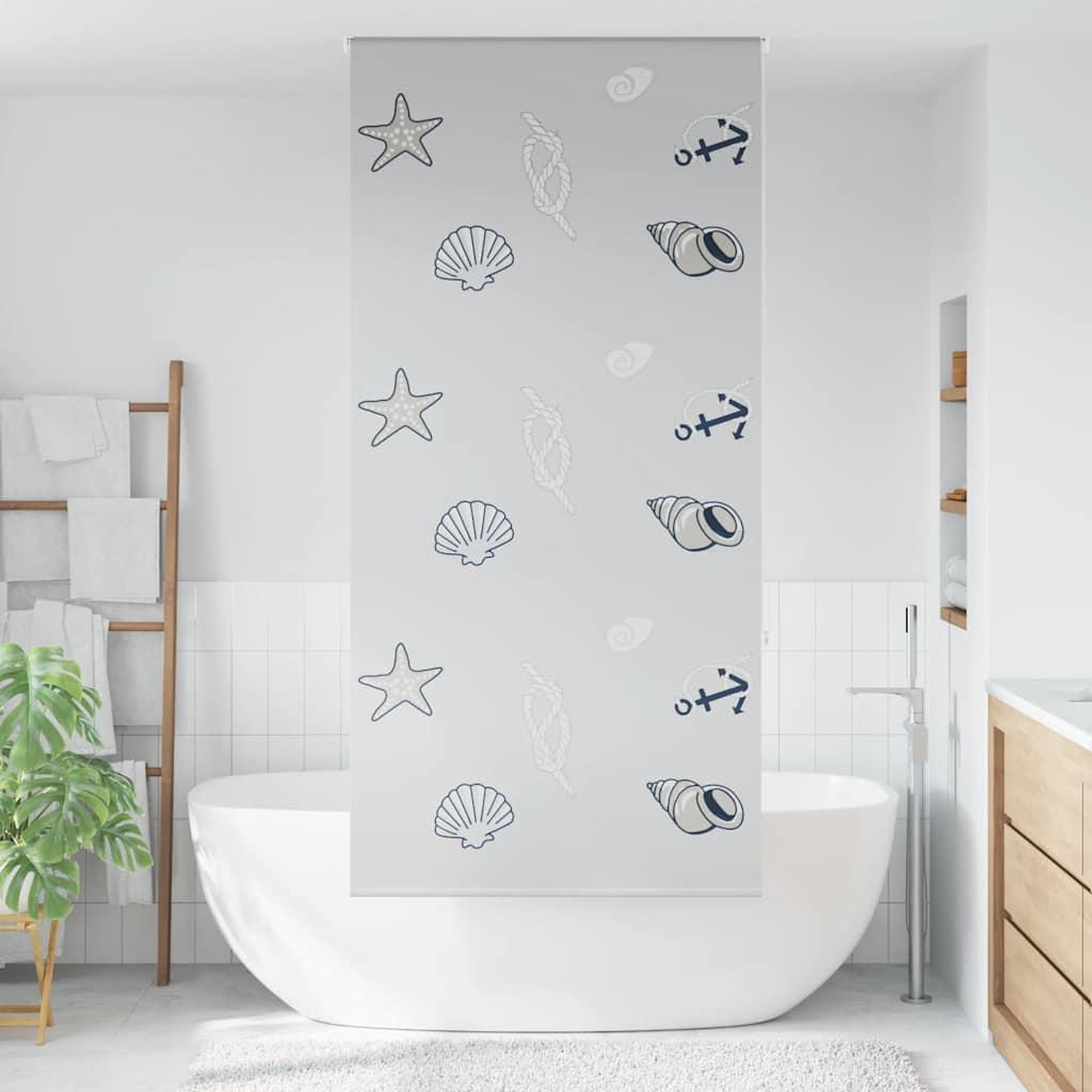Voir la diapositive 2 : VIDAXL Store enrouleur de douche 100x240 cm largeur du tissu 96 cm