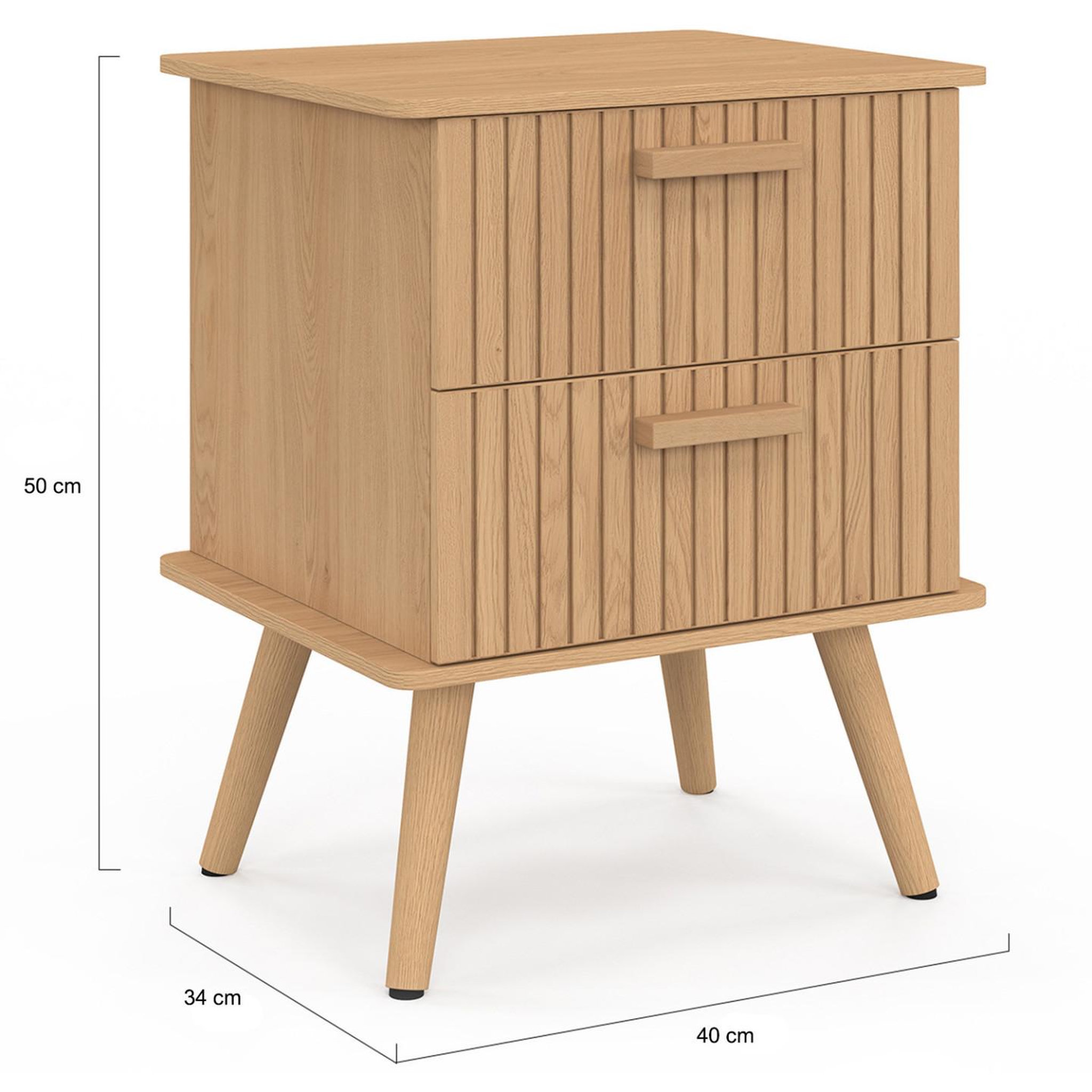Voir la diapositive 4 : ID MARKET Lot de 2 tables de chevet juliette 2 tiroirs effet lattes tasseau bois
