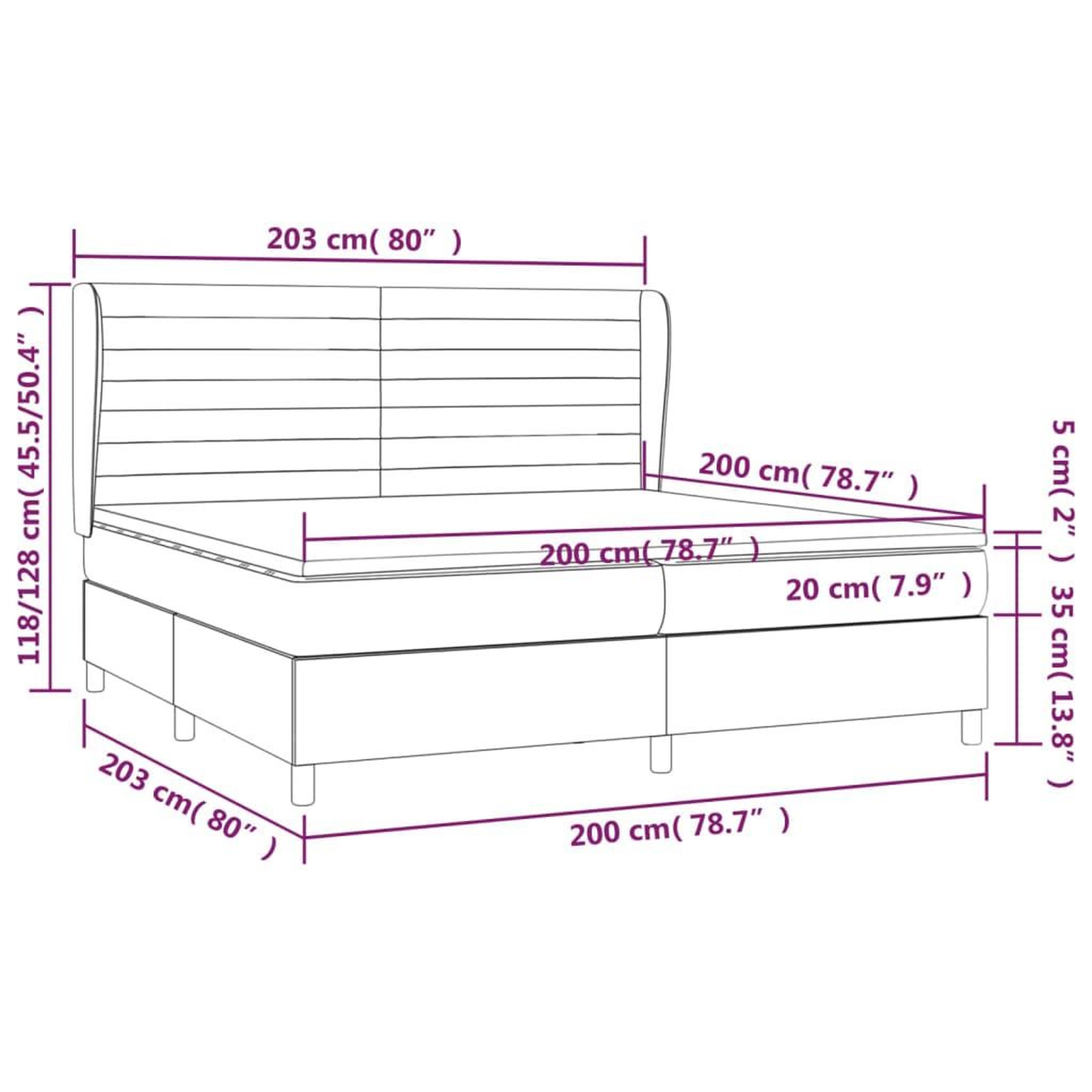 Voir la diapositive 6 : VIDAXL Sommier a lattes de lit et matelas Gris fonce 200x200cm Velours