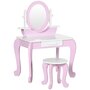 HOMCOM Coiffeuse enfant design girly - tabouret inclus - tiroir, 2 étagères, niche, miroir - MDF - blanc rose