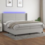 Voir la diapositive 1 : VIDAXL Sommier a lattes de lit matelas LED Gris clair 200x200 cm Tissu