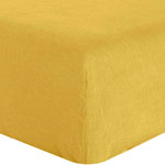 BATON ROUGE Drap housse 100% lin lavé. Coloris disponibles : Vert, Rouge, Jaune, Marron, Bleu, Violet