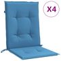 Voir la diapositive 2 : VIDAXL Coussins de chaise a dossier bas lot de 4 bleu melange tissu