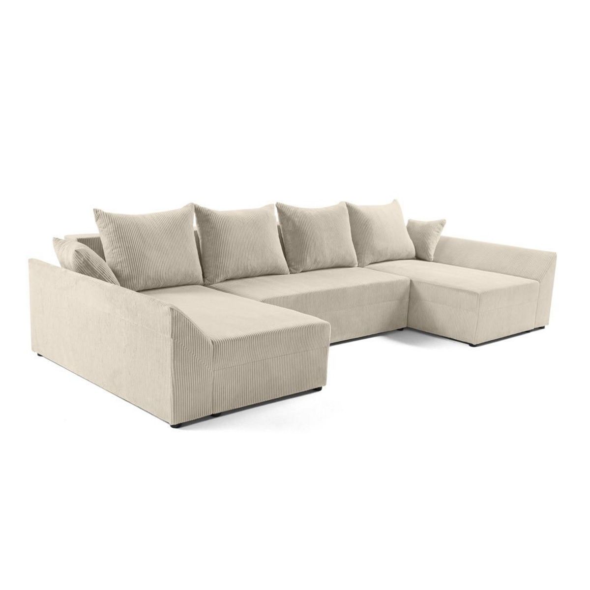 BEST MOBILIER Mike - canapé panoramique en u - 7 places - convertible avec coffre - en velours côtelé