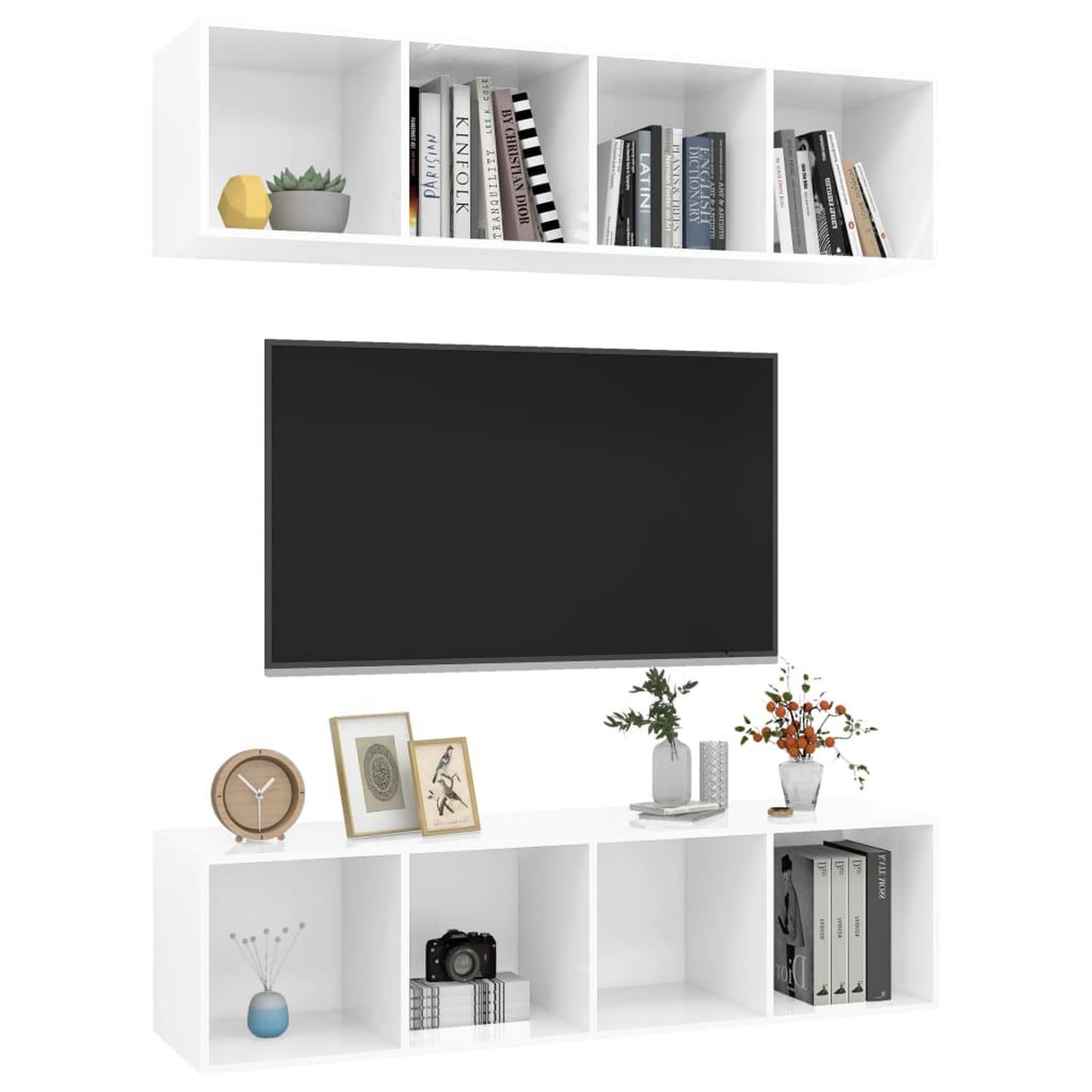 Voir la diapositive 3 : VIDAXL Meubles TV muraux 2 pcs Blanc brillant Bois d'ingenierie