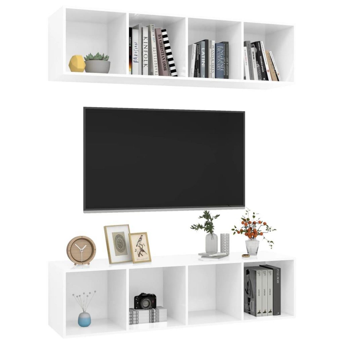 VIDAXL Meubles TV muraux 2 pcs Blanc brillant Bois d'ingenierie