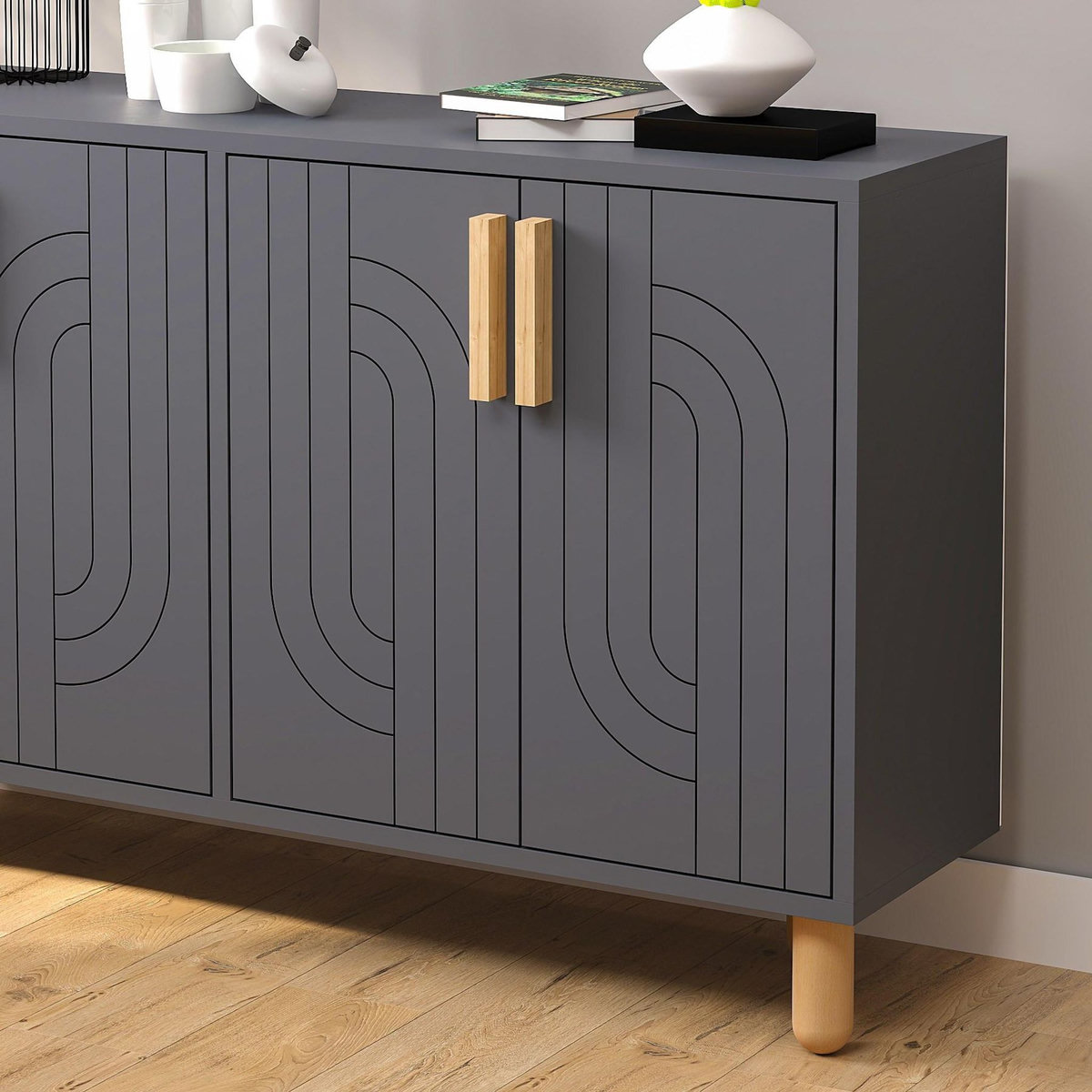 Habitat et Jardin Buffet en bois  Rodney  - 120 x 30 x 74 cm - Gris anthracite