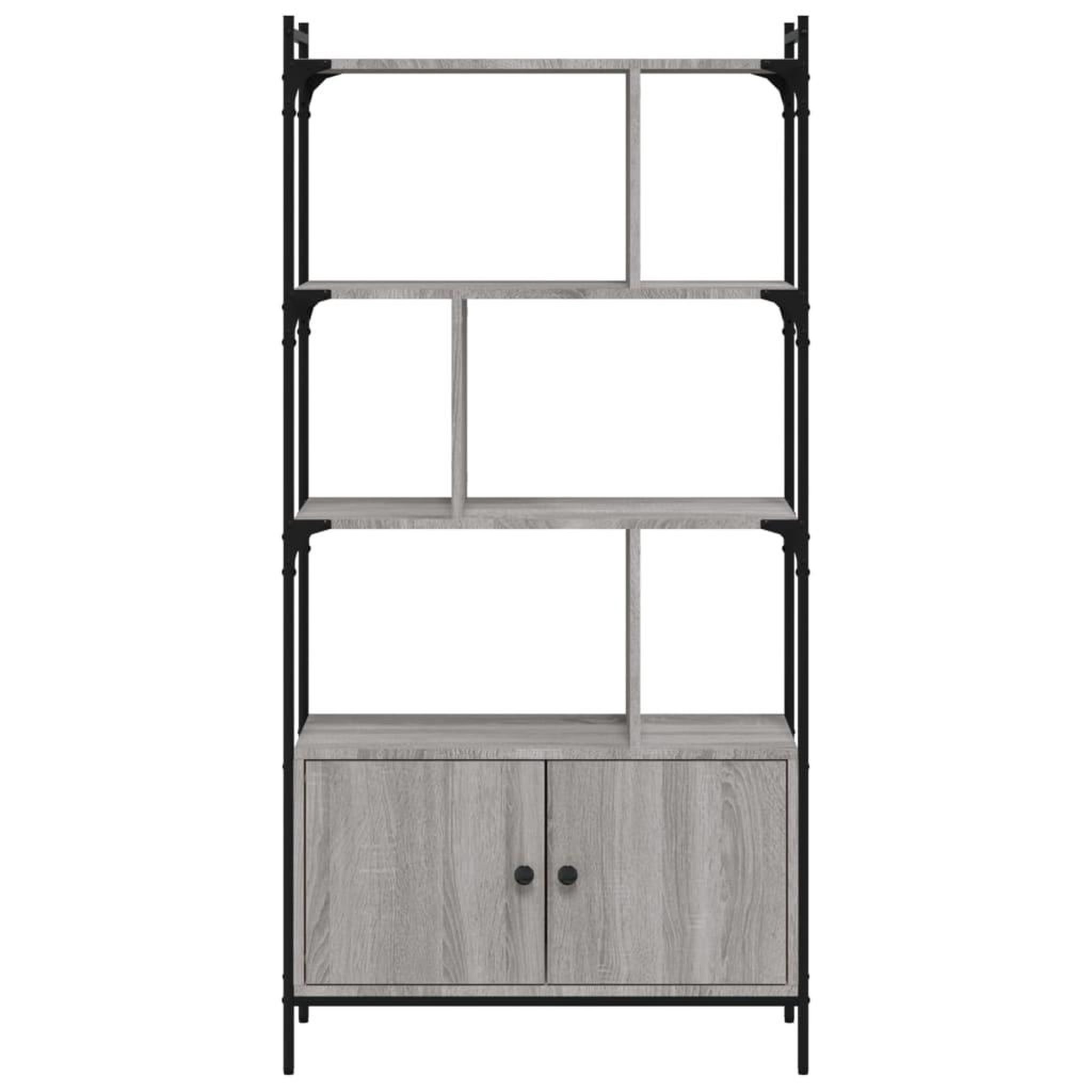 Voir la diapositive 5 : VIDAXL Bibliotheque avec portes sonoma gris 76,5x30x154,5 cm