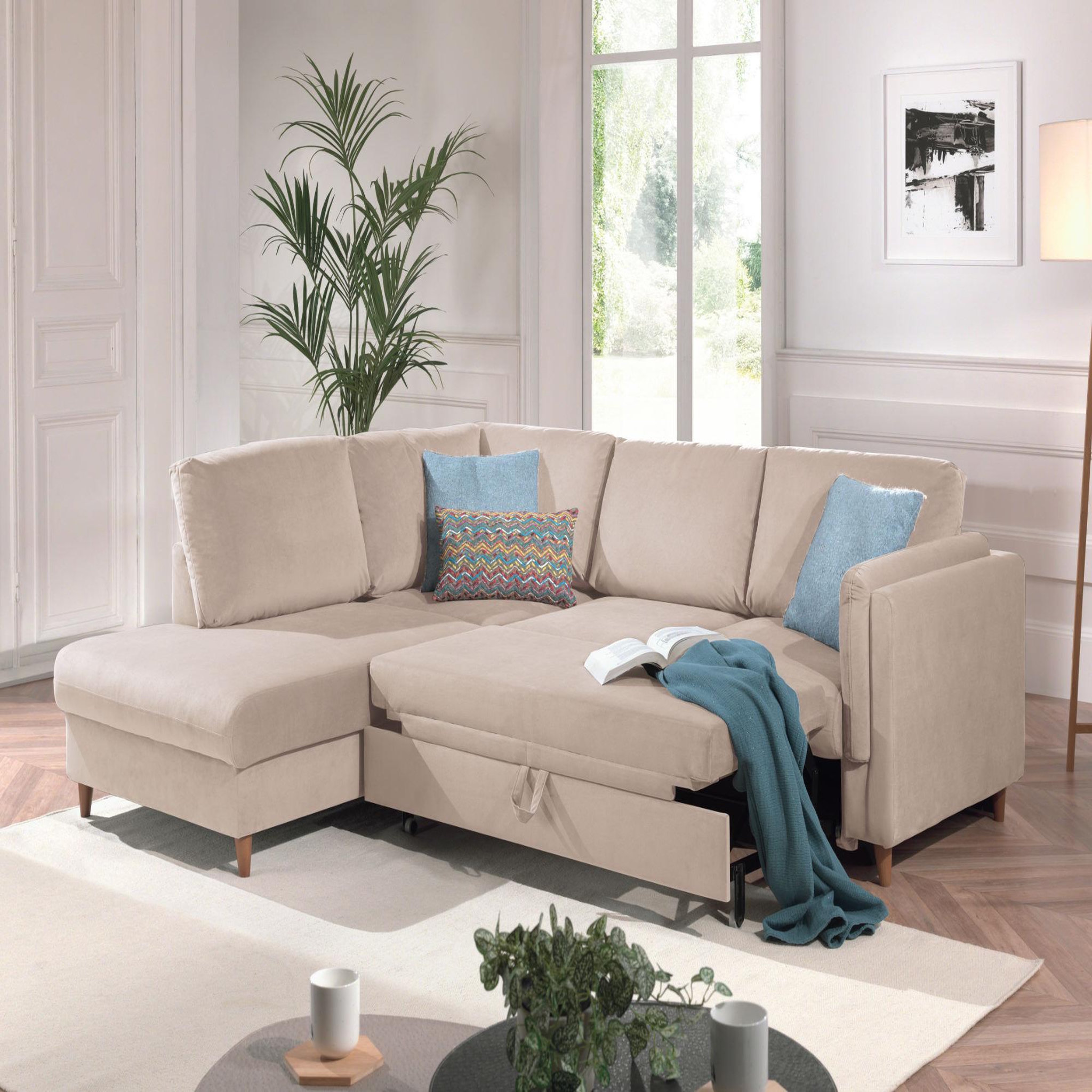 Voir la diapositive 3 : LISA DESIGN Brooke - canapé d'angle gauche - convertible - 5 places - en velours