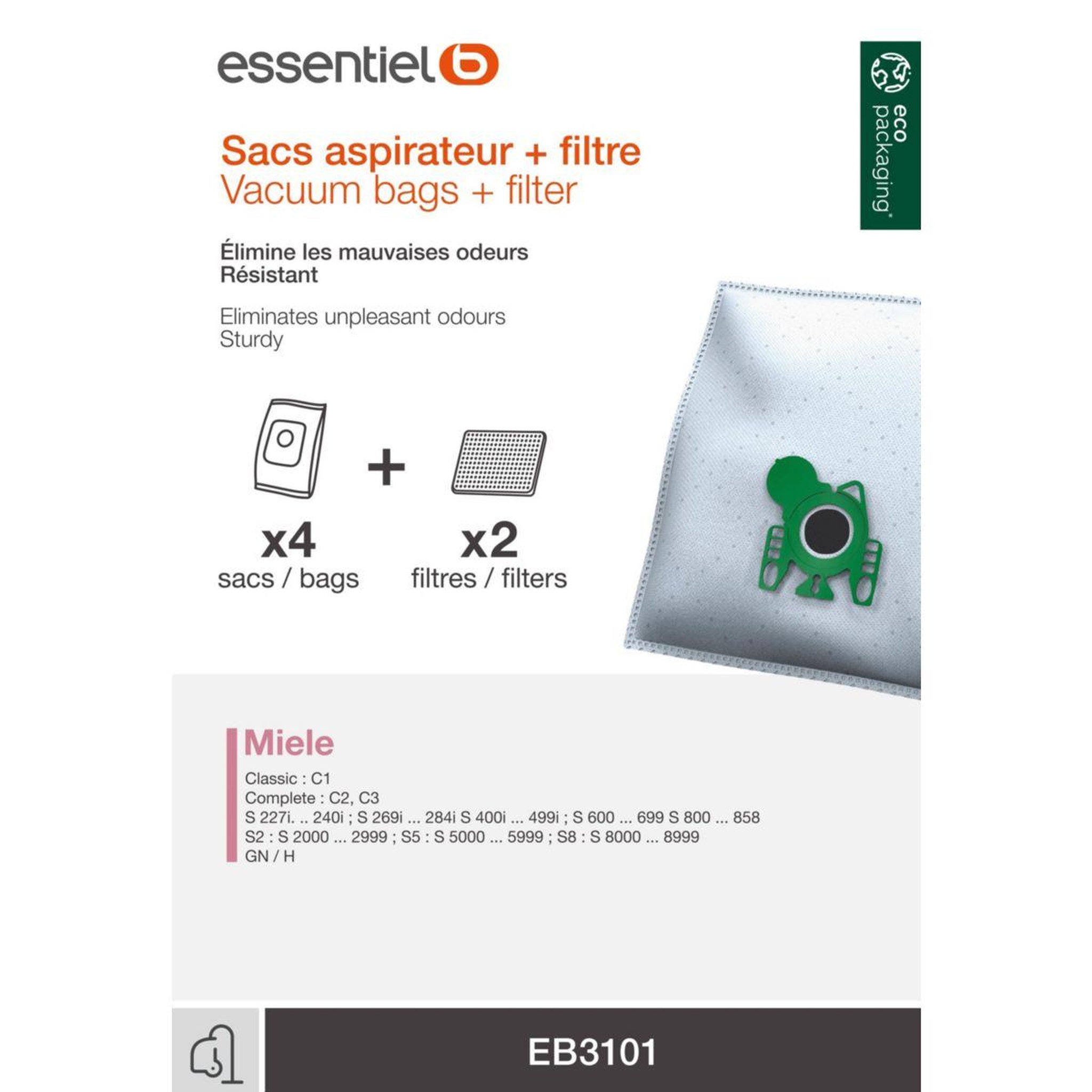 Voir la diapositive 2 : ESSENTIEL B Sac aspirateur eb3101 compatible miele gn