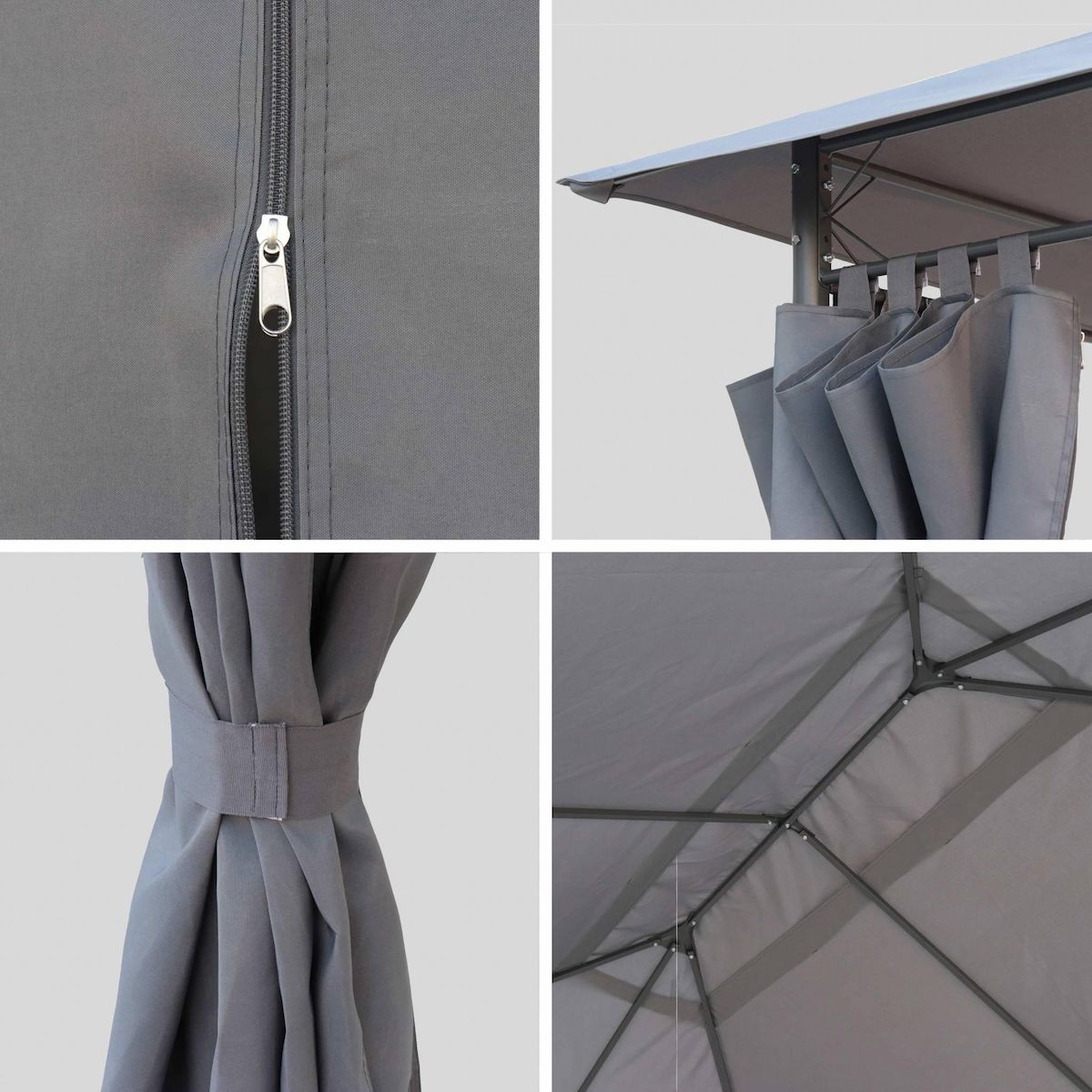 SWEEEK Ensemble complet toile de toit et rideaux pour tonnelle 3x4m Divio - toile de rechange pergola, toile de remplacement