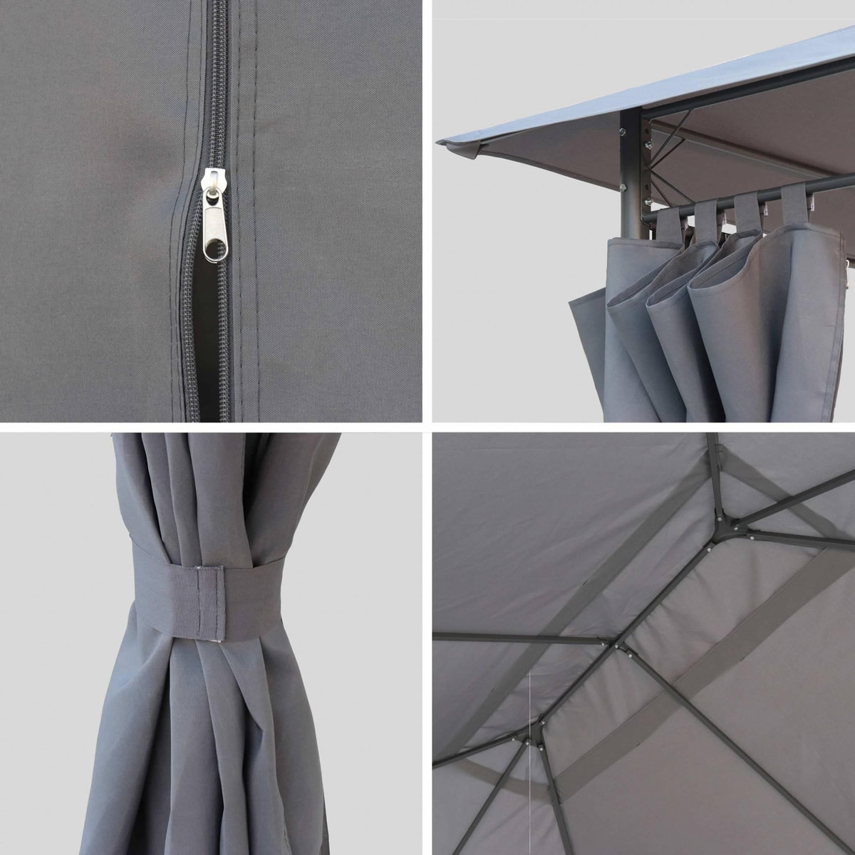 SWEEEK Ensemble complet toile de toit et rideaux pour tonnelle 3x4m Divio - toile de rechange pergola, toile de remplacement