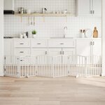 VIDAXL Barriere pour chiens et porte 6 panneaux blanc bois de peuplier