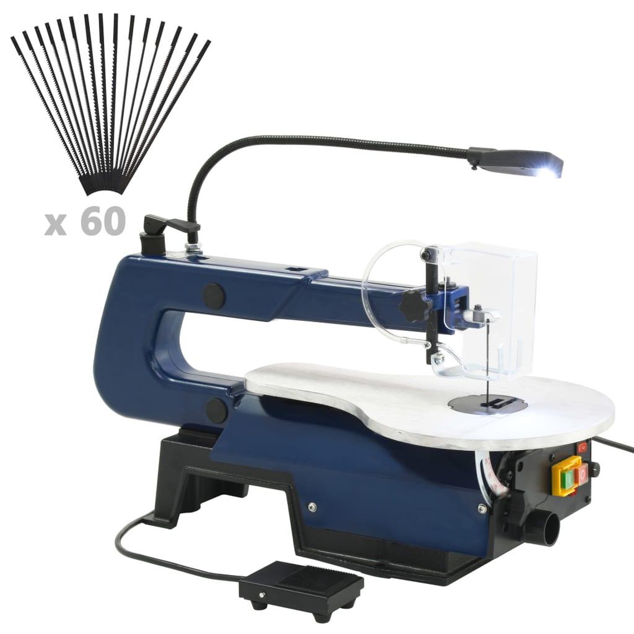 VIDAXL Scie a chantourner electrique avec pedale et lampe LED 125 W