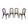 Voir la diapositive 1 : SWEEEK Lot de 4 chaises vintage en bois avec assise en rotin et dossier arrondi. coloris noir. L 48 x P 49.5 x H 90cm