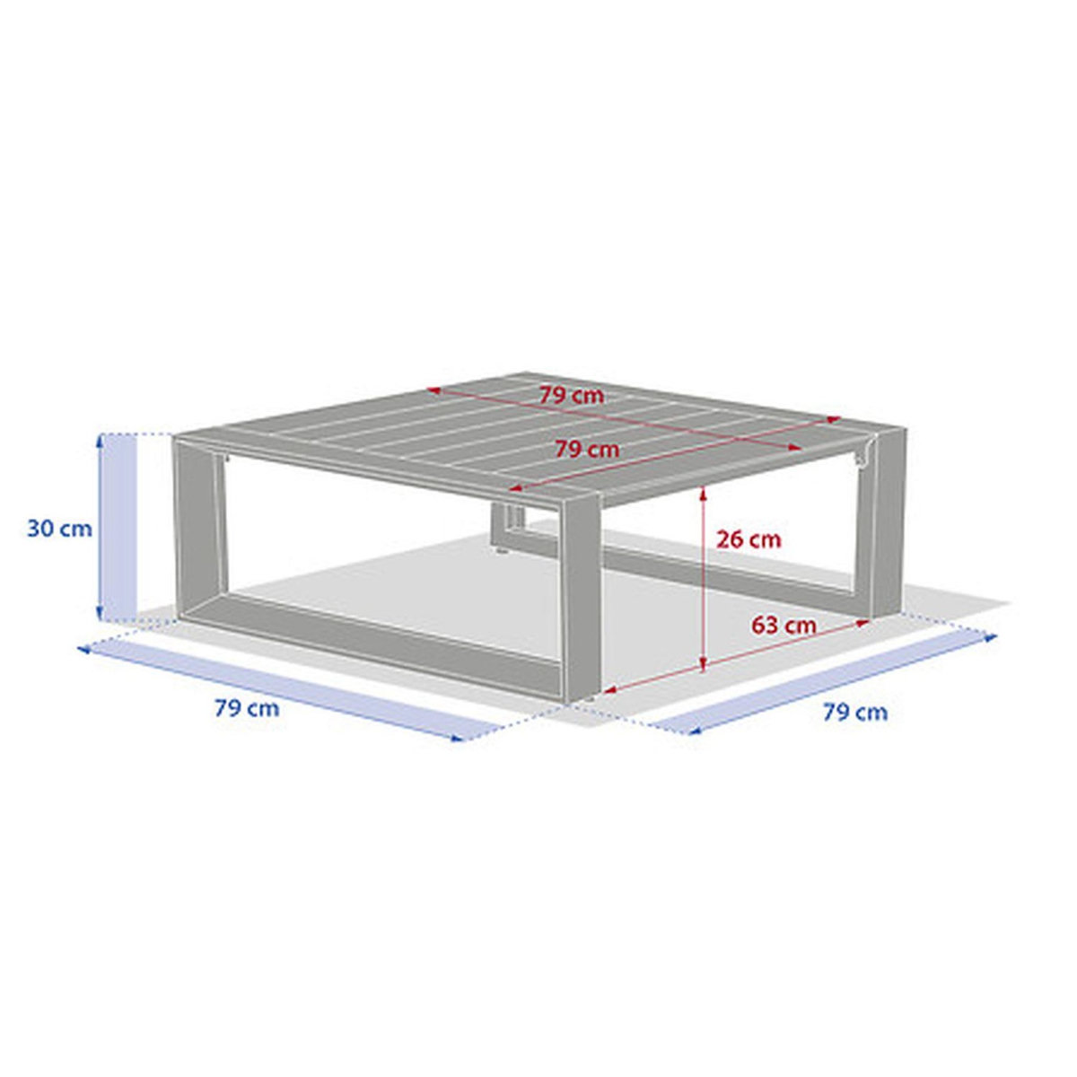 HESPERIDE Table basse de jardin carrée en aluminium ALLURE - Avoine