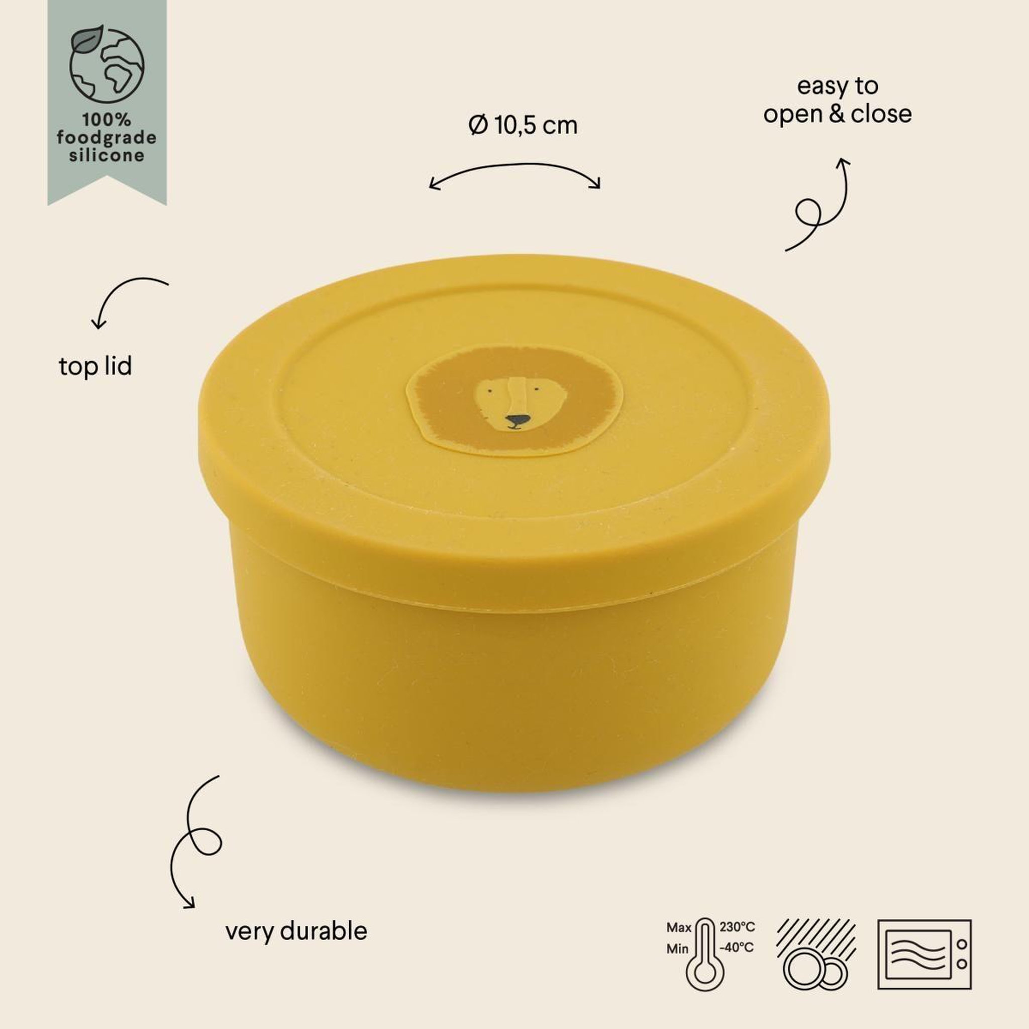 Voir la diapositive 3 : Trixie Boite a collations en silicone - mr lion