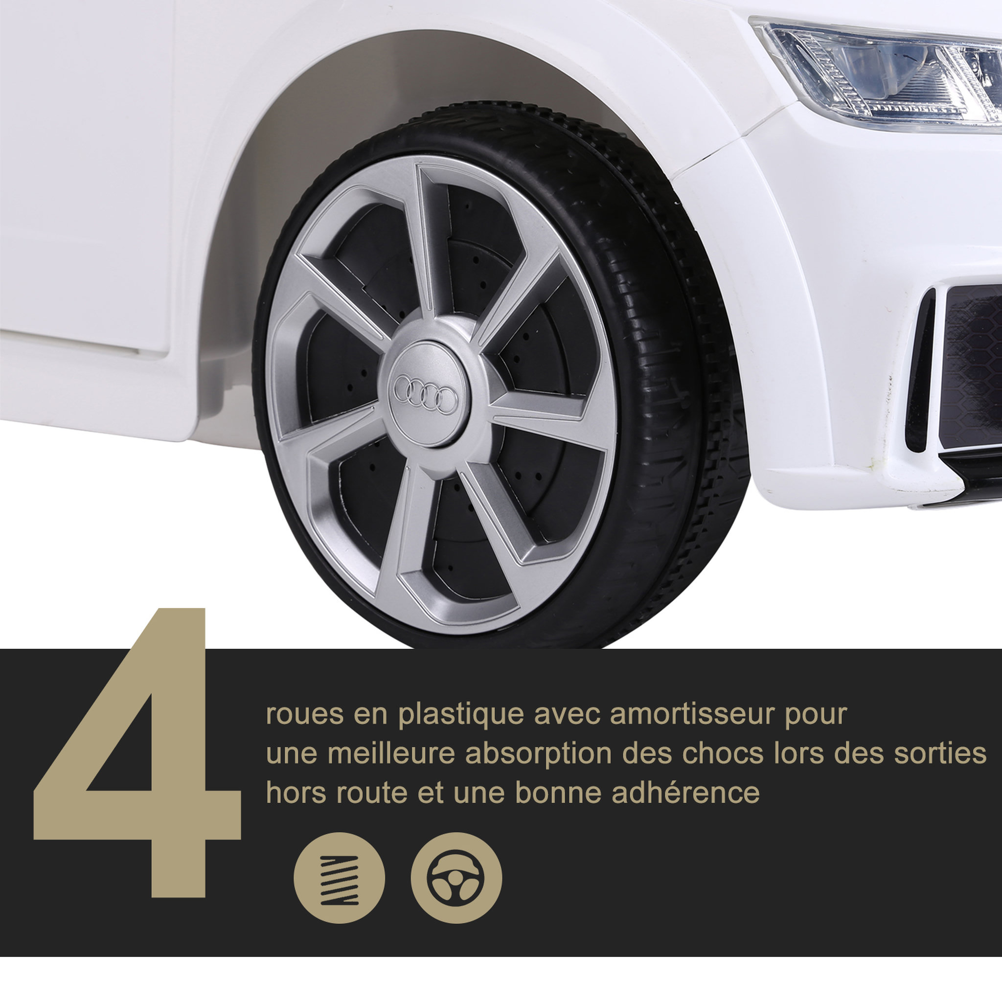 Voir la diapositive 6 : HOMCOM Véhicule électrique enfant TT RS 12 V 35 W V. max. 3 Km/h télécommande effets sonores + lumineux blanc