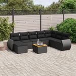 VIDAXL Salon de jardin 9 pcs avec coussins noir resine tressee