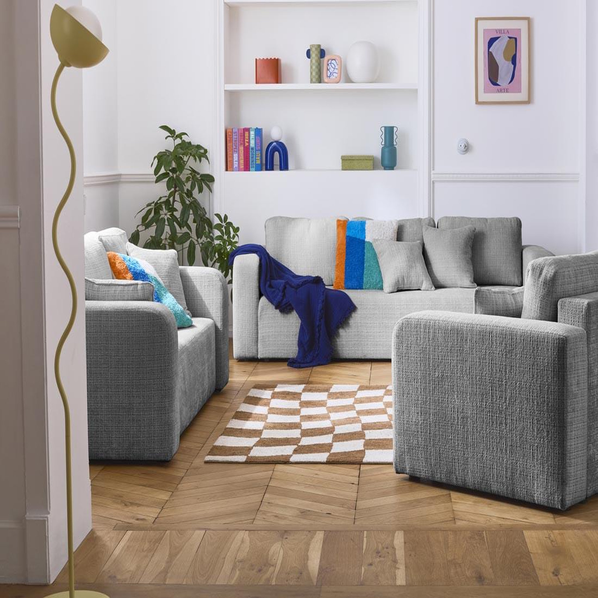 Voir la diapositive 4 : BEST MOBILIER Miro - canapé droit 3 places - convertible avec coffre - en velours texturé