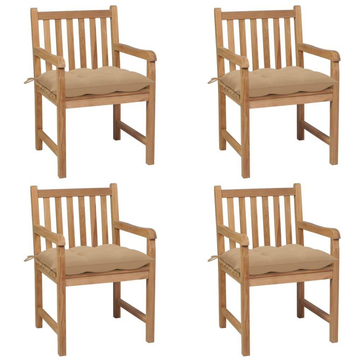 VIDAXL Chaises de jardin lot de 4 et coussins beige bois teck solide