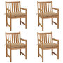 Voir la diapositive 1 : VIDAXL Chaises de jardin lot de 4 et coussins beige bois teck solide