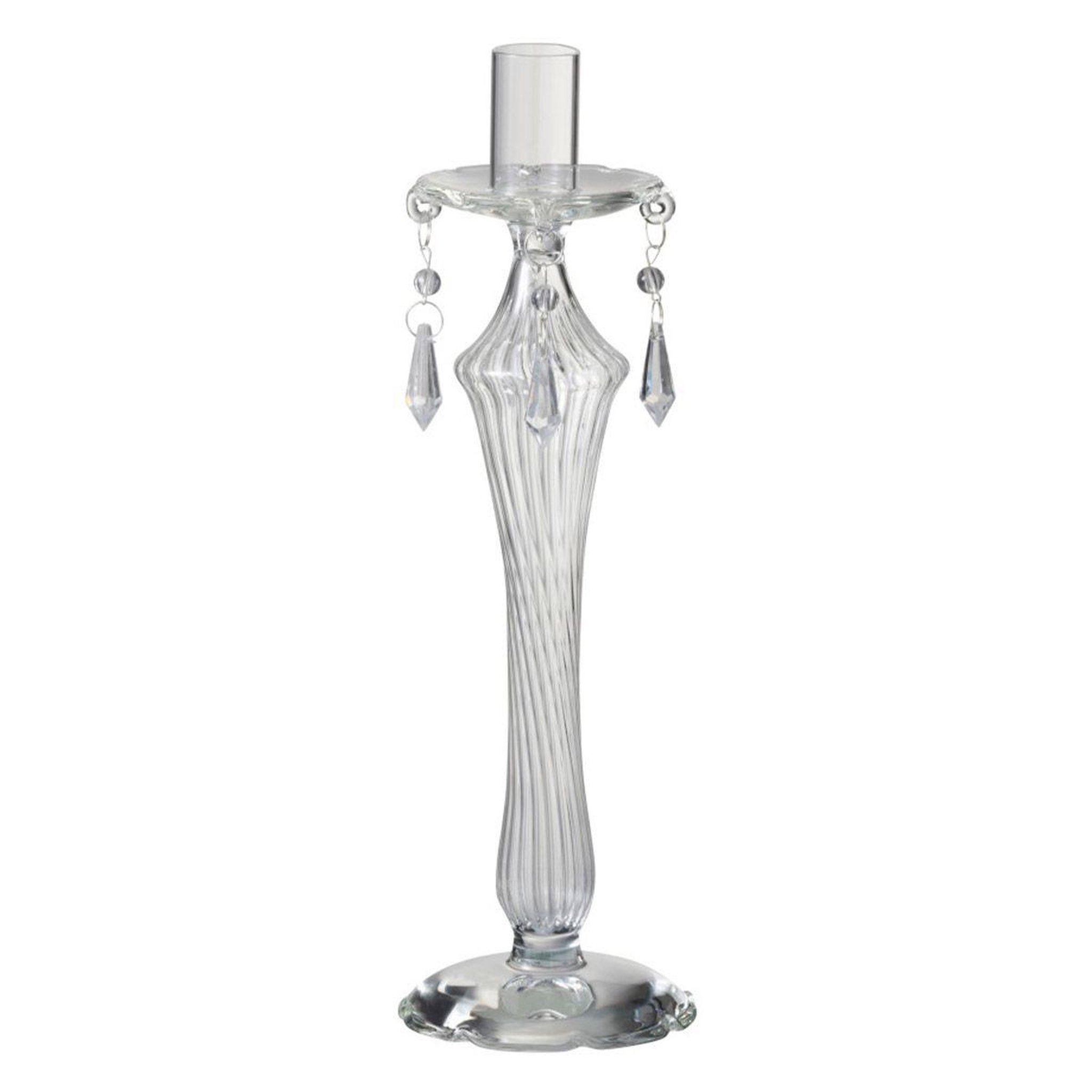 Voir la diapositive 1 : J-LINE Bougeoir design  perles  28cm transparent