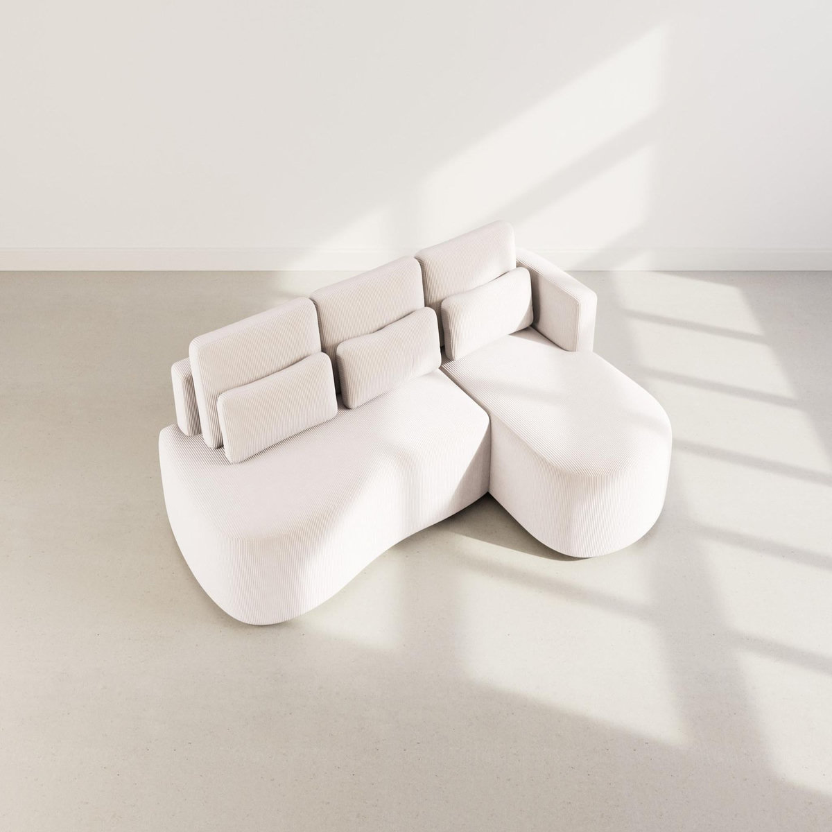 LISA DESIGN Mahina - canapé d'angle droit 4 places convertible avec coffre en velours côtelé