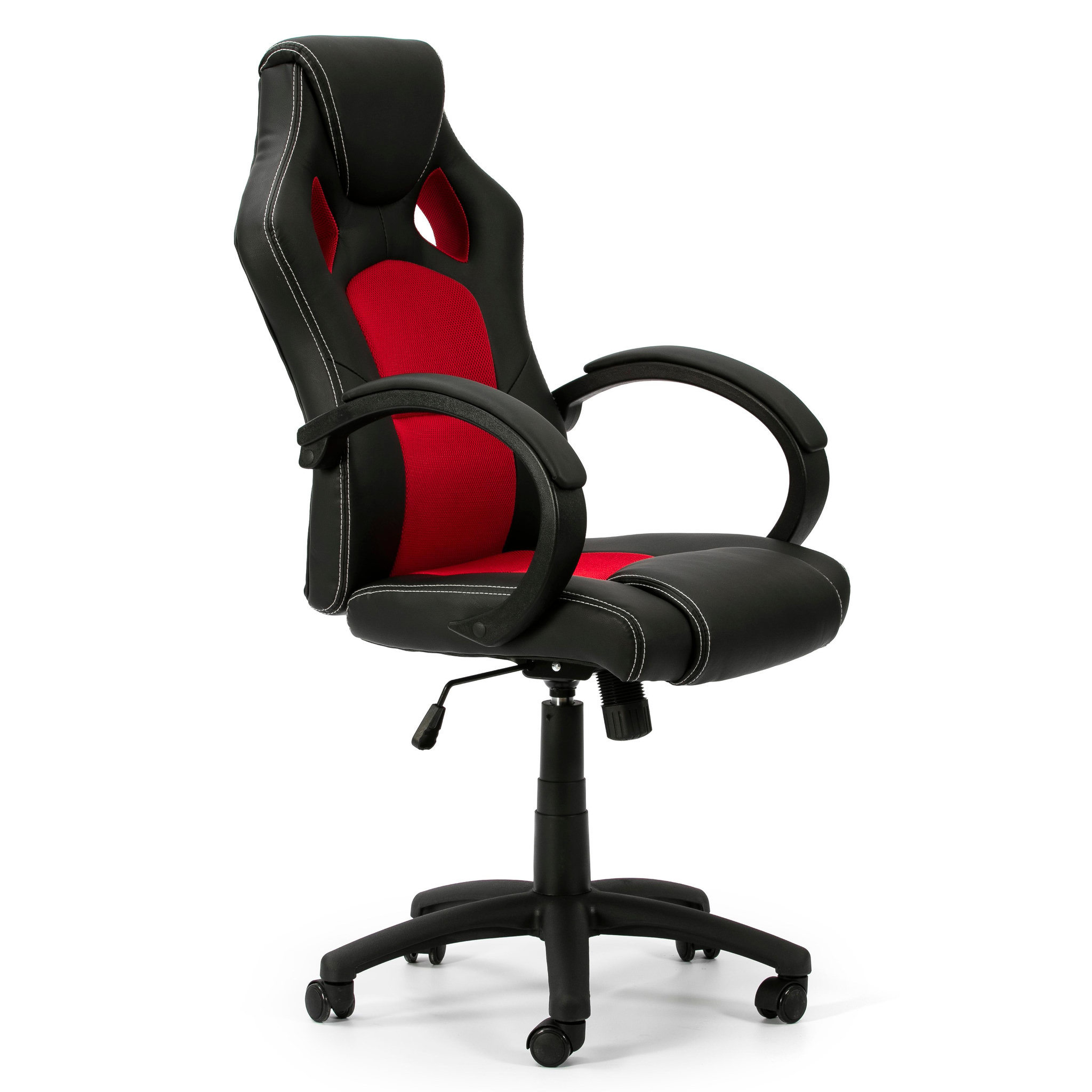 VS VENTA-STOCK Fauteuil de Bureau réglable et inclinable Hamilton tapissé en Similicuir,Noir/Rouge