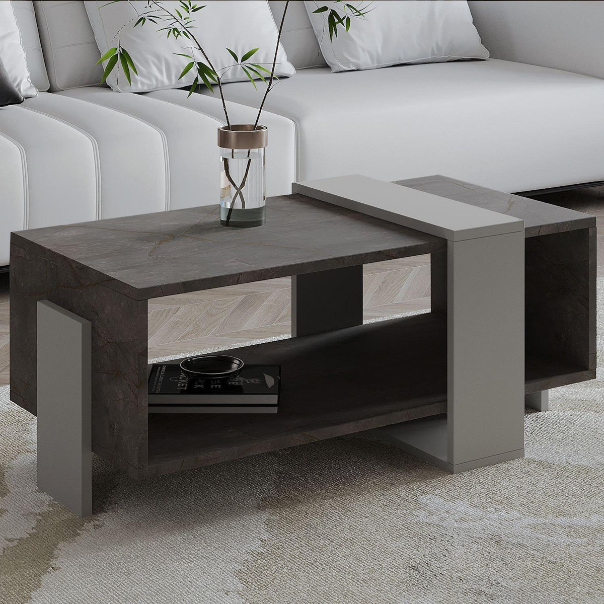 Habitat et Jardin Table basse en bois  Meleni  - 90 x 49 x 40 cm - Gris