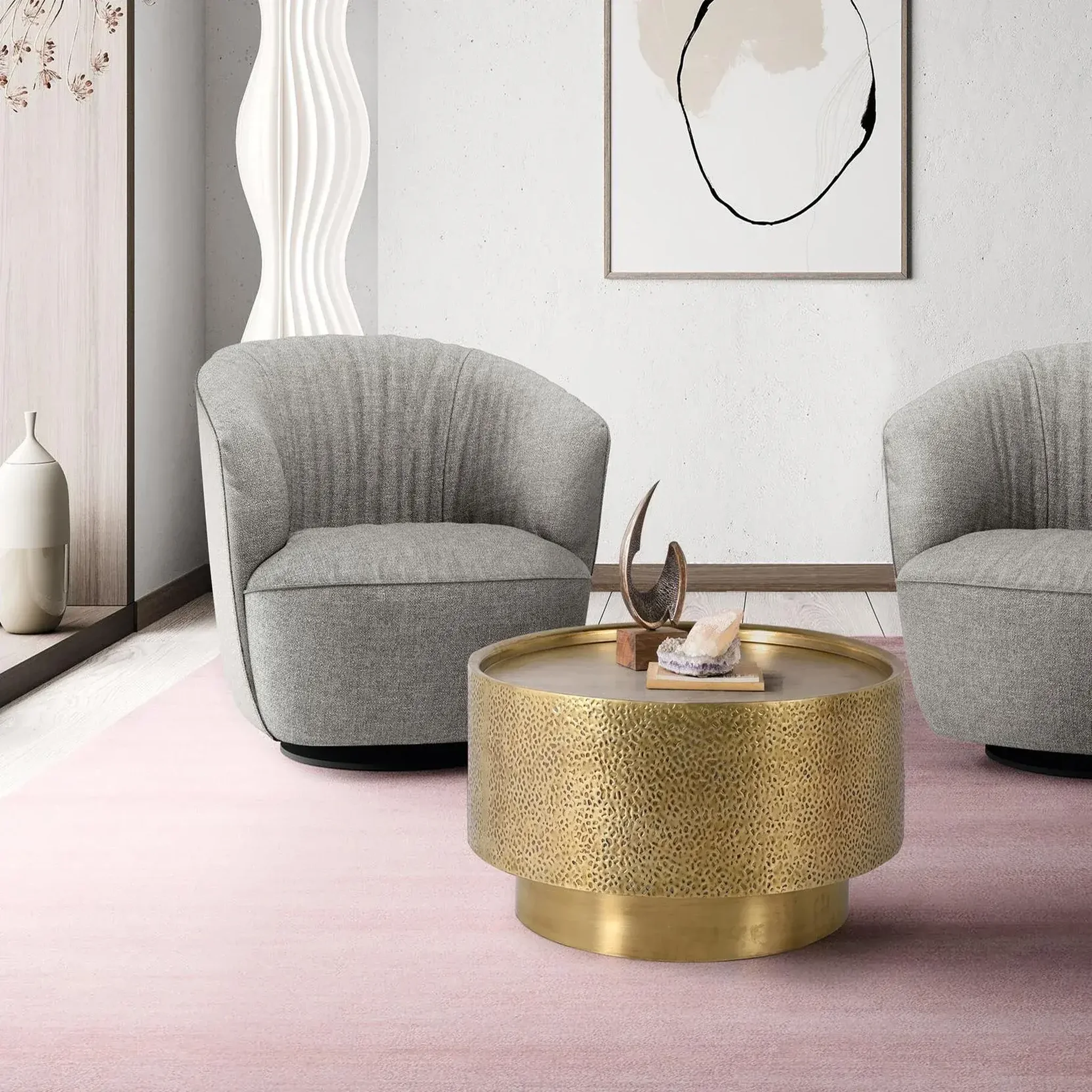 Voir la diapositive 2 : GINER Y COLOMER SL Table basse en métal 82 cm style contemporain élégant