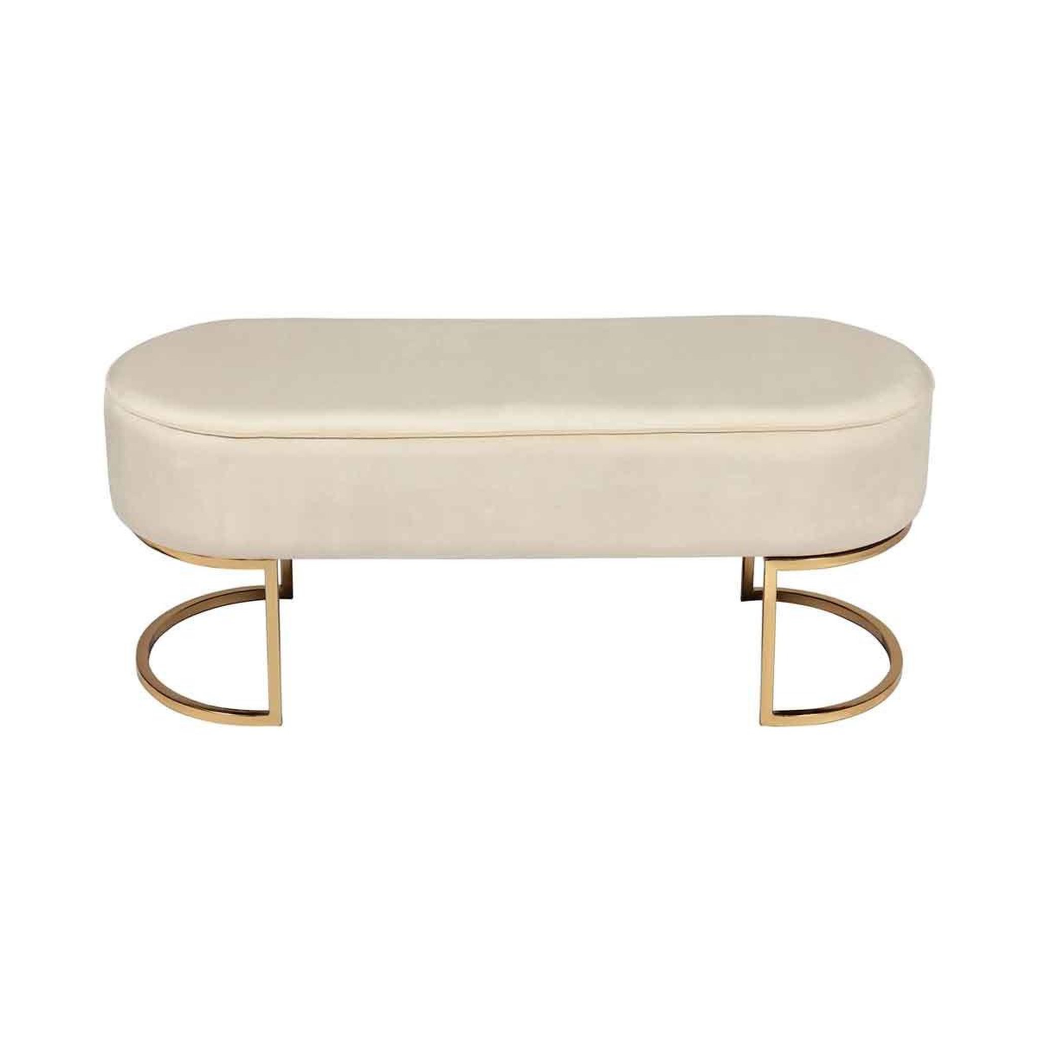 Voir la diapositive 3 : Paris Prix Banc Design en Velours  Pera  105cm Crème & Or
