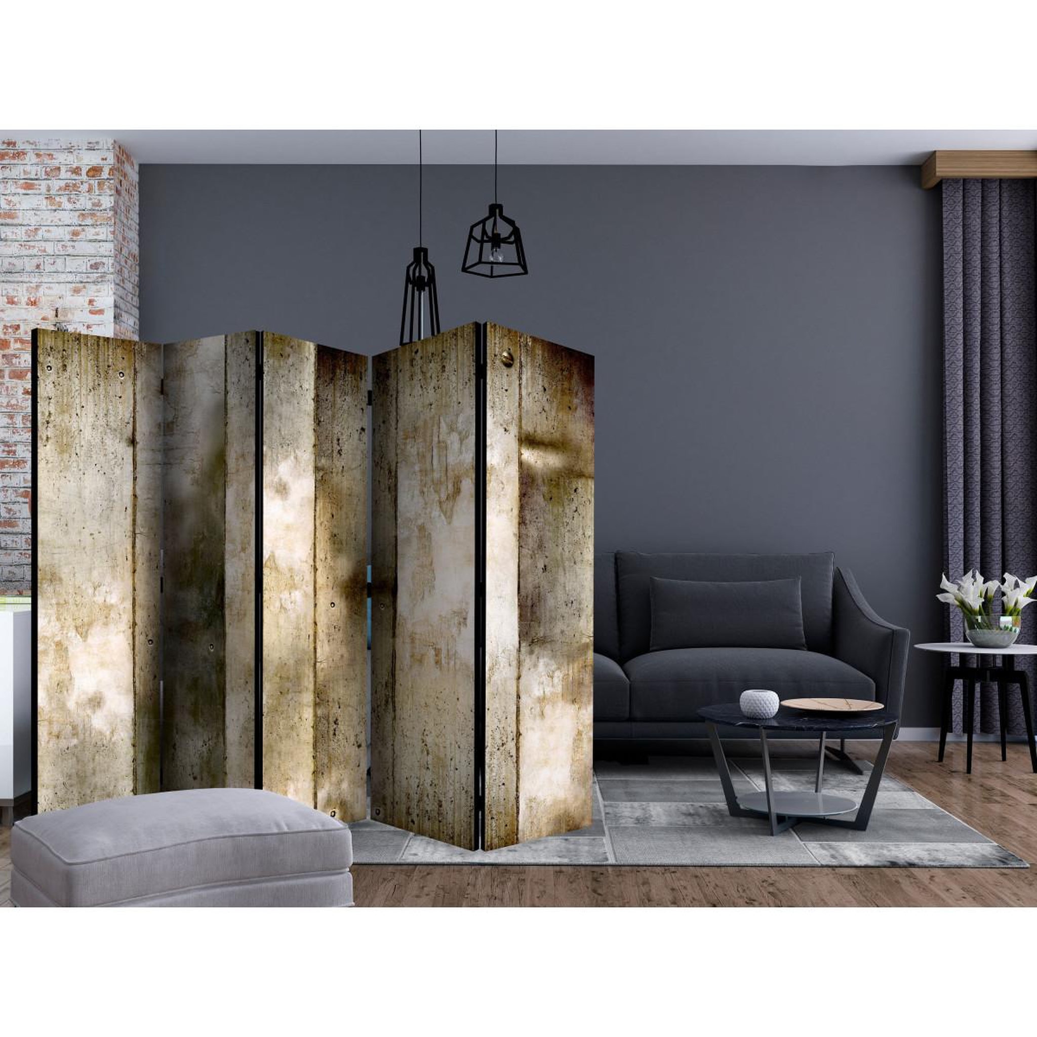 Voir la diapositive 2 : Paris Prix Paravent 5 volets  gold stripes  172x225cm