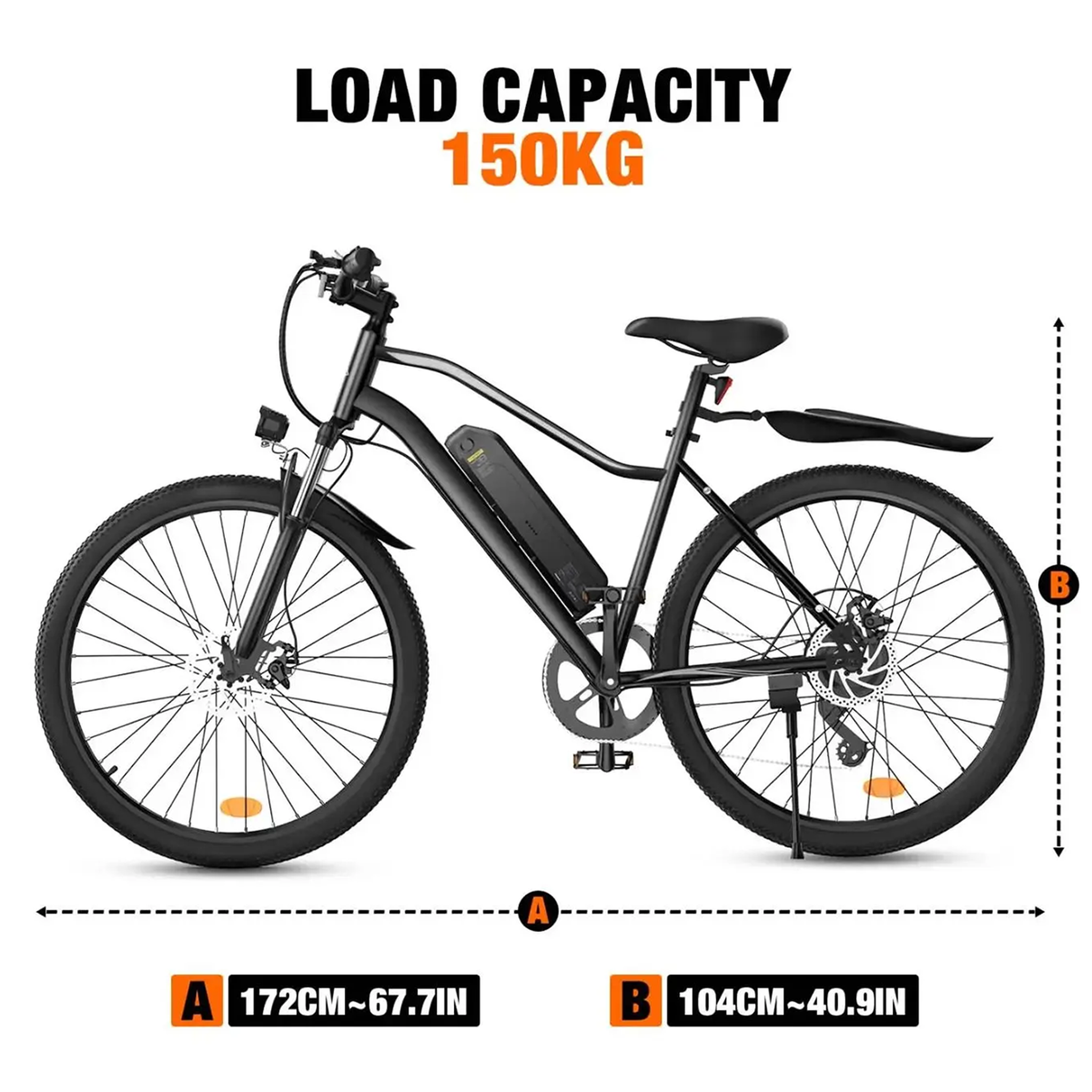 Voir la diapositive 5 : ISCOOTER Vélo électrique urbain iScooter EB3, 500 W, 36 V, 10,4 Ah, autonomie 75-100 km, noir