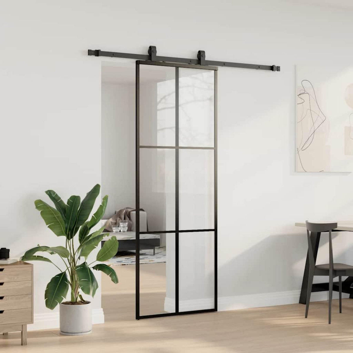 VIDAXL Porte coulissante kit de quincaillerie noir 76x205 cm verre ESG