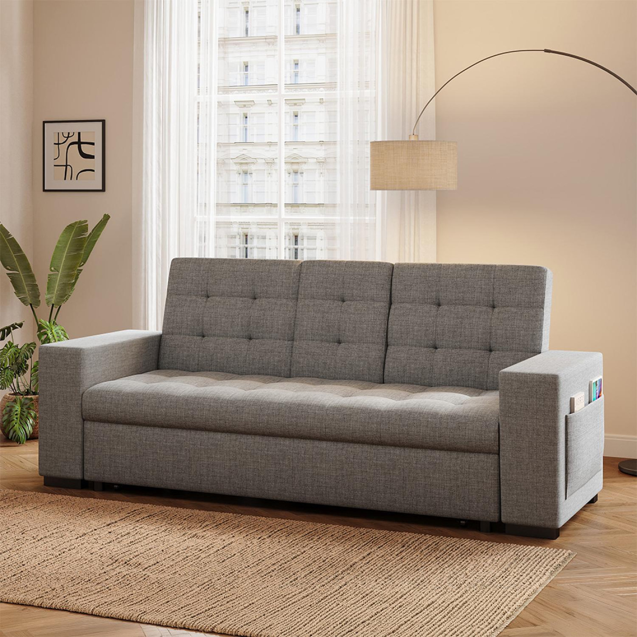 Voir la diapositive 5 : CONCEPT USINE Canapé convertible gris foncé avec rangements noho