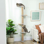 Voir la diapositive 6 : PAWHUT Arbre à chat mural 4 plateformes griffoirs grattoirs boule - 48x21x180cm - gris clair