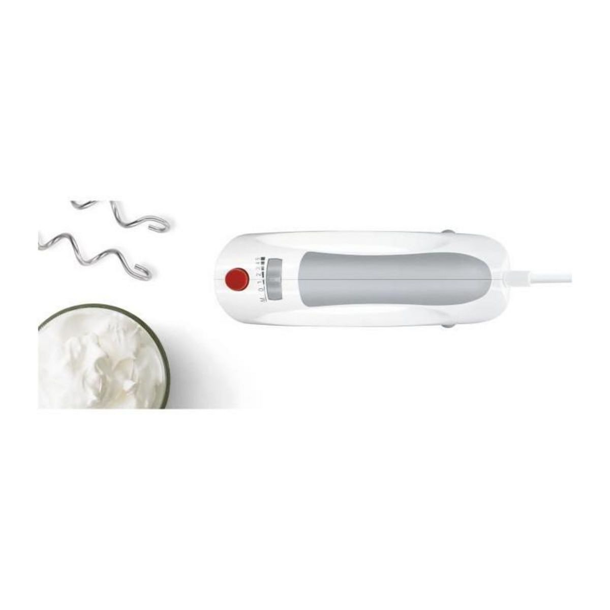 BOSCH Batteur - BOSCH - MFQ3530 - 450 W - 5 vitesses - 2 fouets / 2 crochets pétrisseurs inox - Blanc / Gris