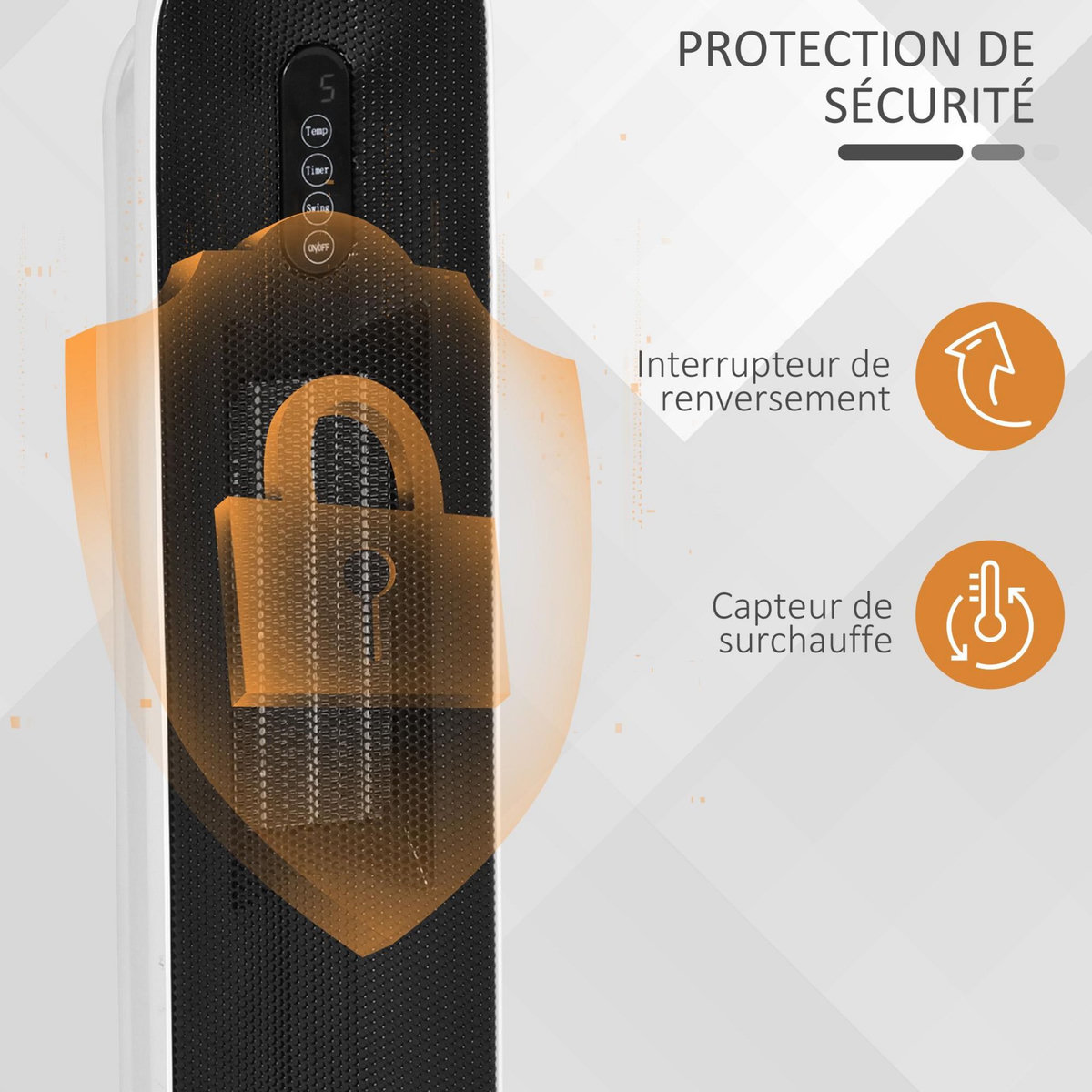 HOMCOM Chauffage soufflant oscillant 2000 W - radiateur céramique PTC - 2 niv. puissance - chauffage d'appoint avec télécommande blanc noir