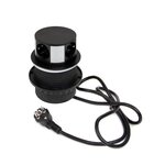 EMUCA SRL Multiconnecteur Vertikal Push diamètre 100mm -  3 prises de type Schuko -  1 USB type A -  1 USB type C -  Acier et Plastique -  Peint en noir