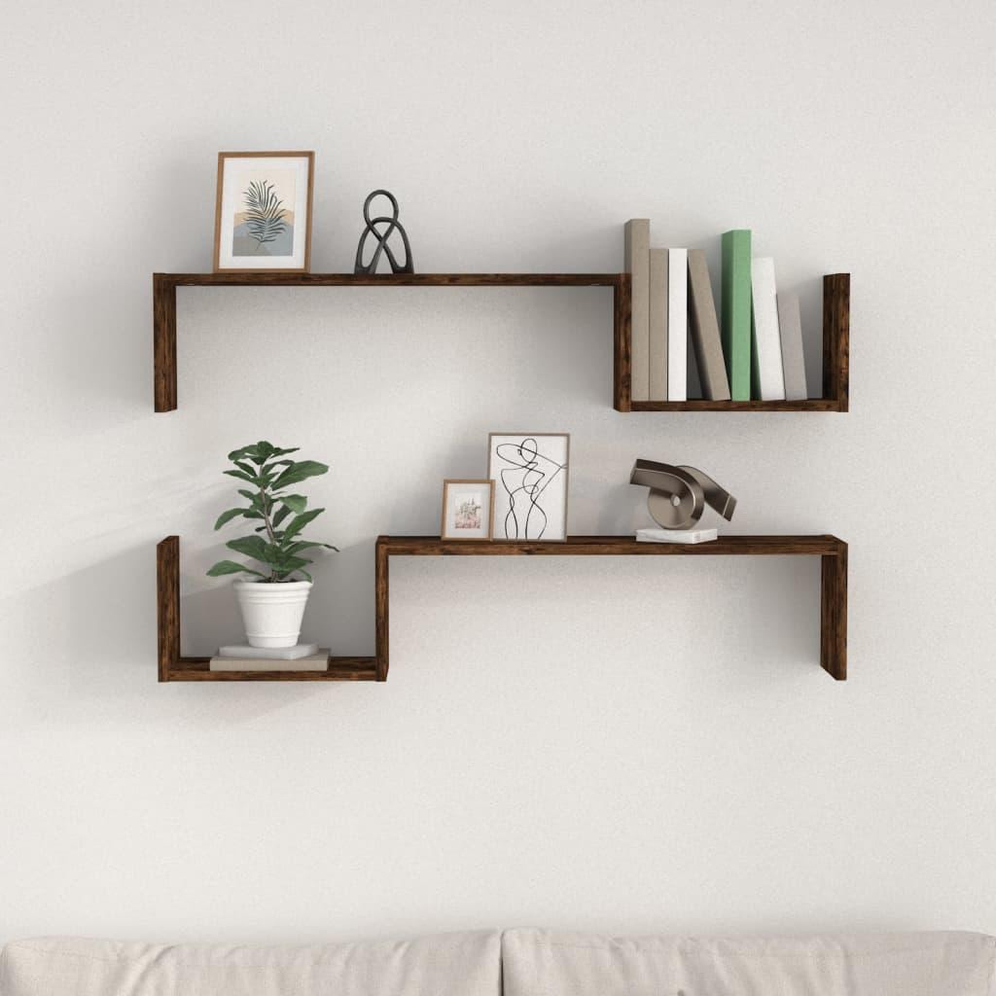 Voir la diapositive 3 : VIDAXL Etageres murales 2 pcs Chene fume 100x15x20cm Bois d'ingenierie