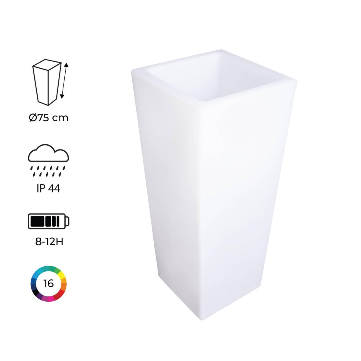 SWEEEK Vase LED 75cm - Pot de fleurs décoratif lumineux. 16 couleurs. 75cm. rechargeable. télécommande