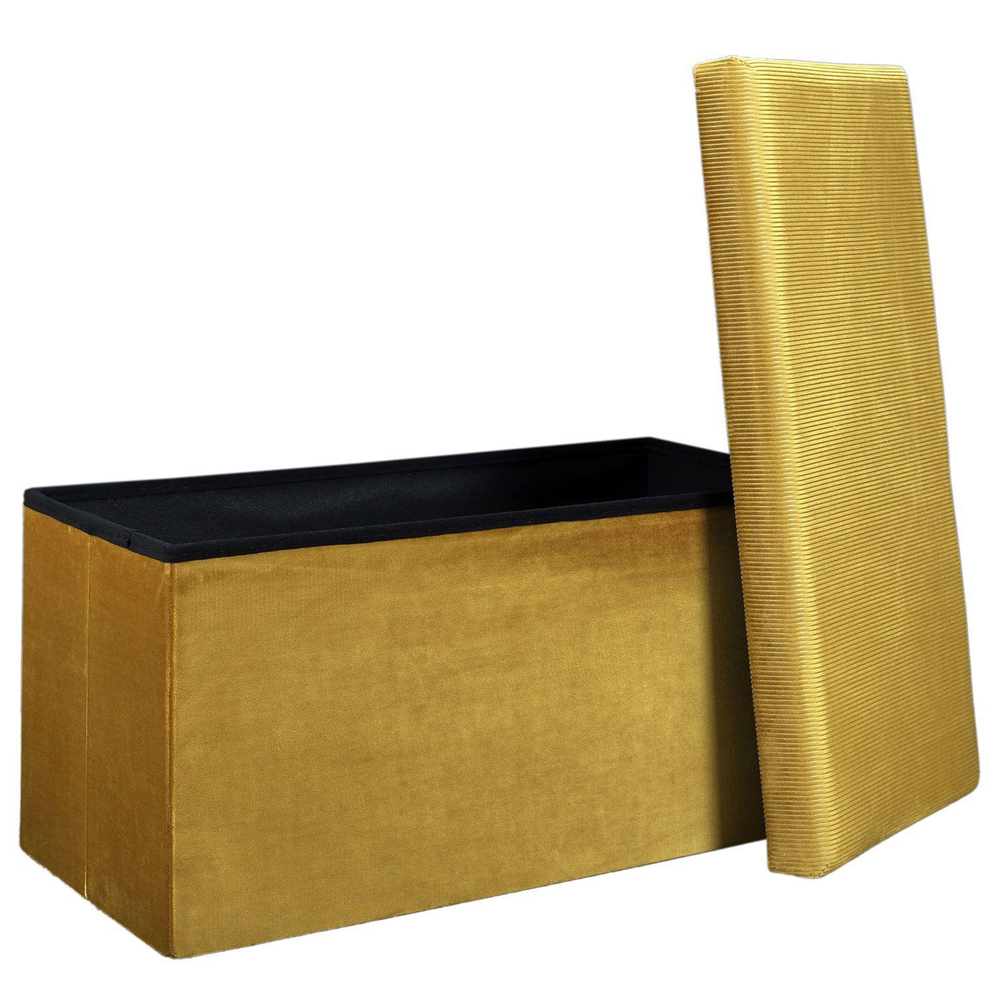 Voir la diapositive 3 : The Home Deco Factory Coffre banc pliable design velours Giulia