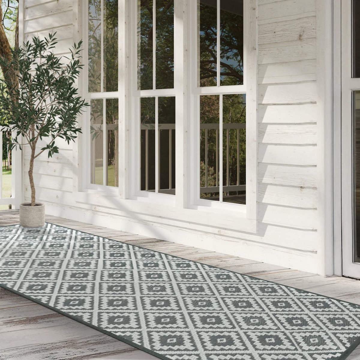 ID MARKET Tapis extérieur BAHAMAS gris 80 x 250 CM