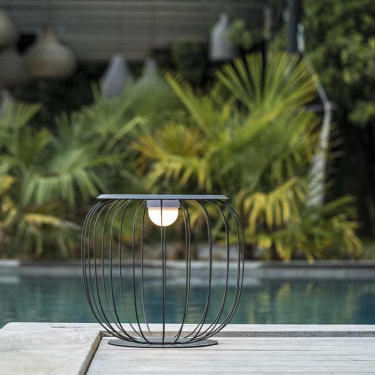 Lumisky Lanterne sans fil LED SUNRISE Gris Metal H40CM