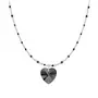 SC CRYSTAL Collier coeur perles noires orné d'un Cristal scintillants par SC Crystal en Acier Rhodié argenté