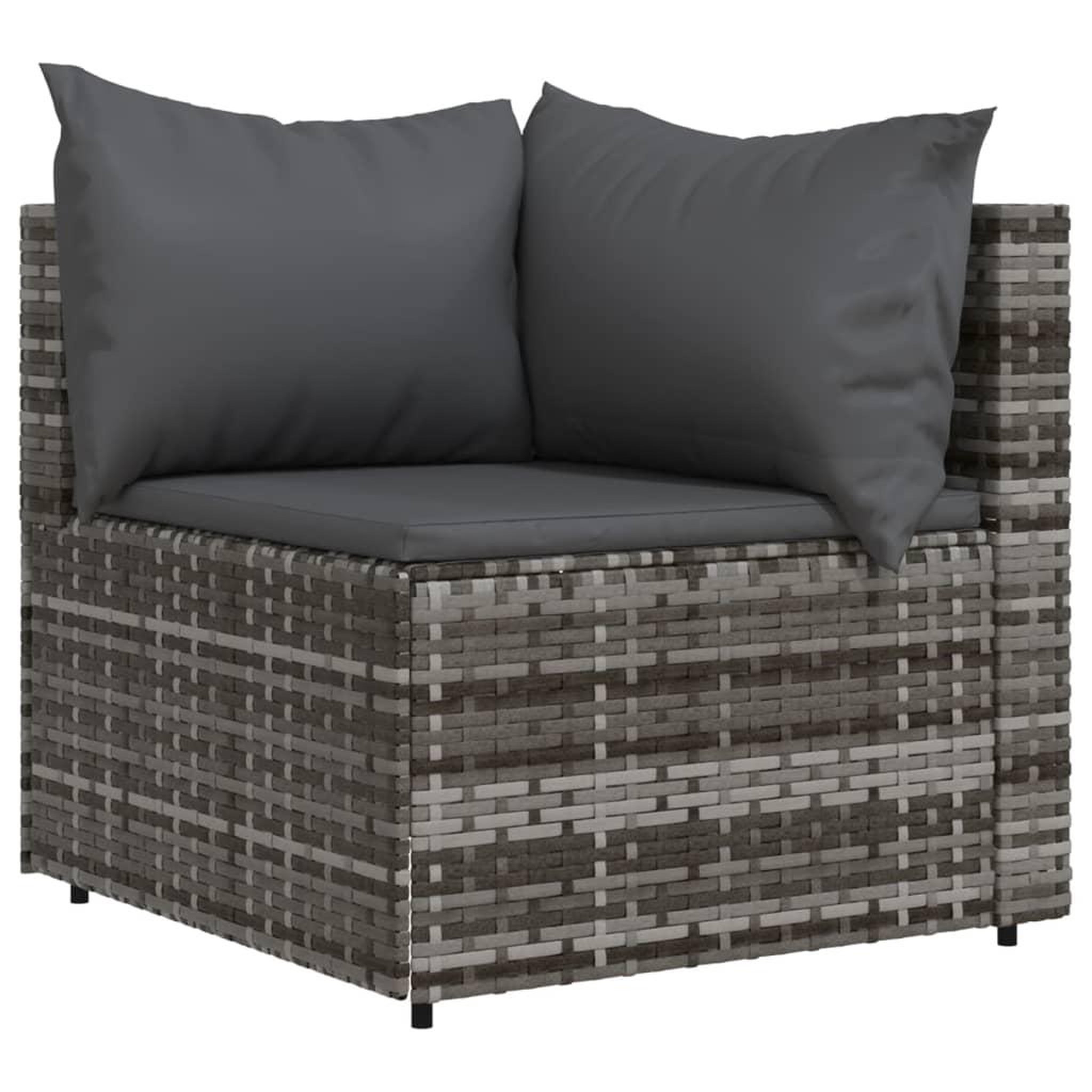 Voir la diapositive 3 : VIDAXL Canapes d'angle de jardin et coussins 2 pcs gris resine tressee